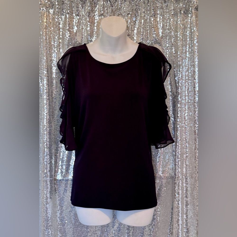 Worthington Small Cold Shoulder Ruffle Top Women's